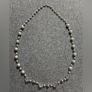 Elegant Silver and White Beaded Necklace